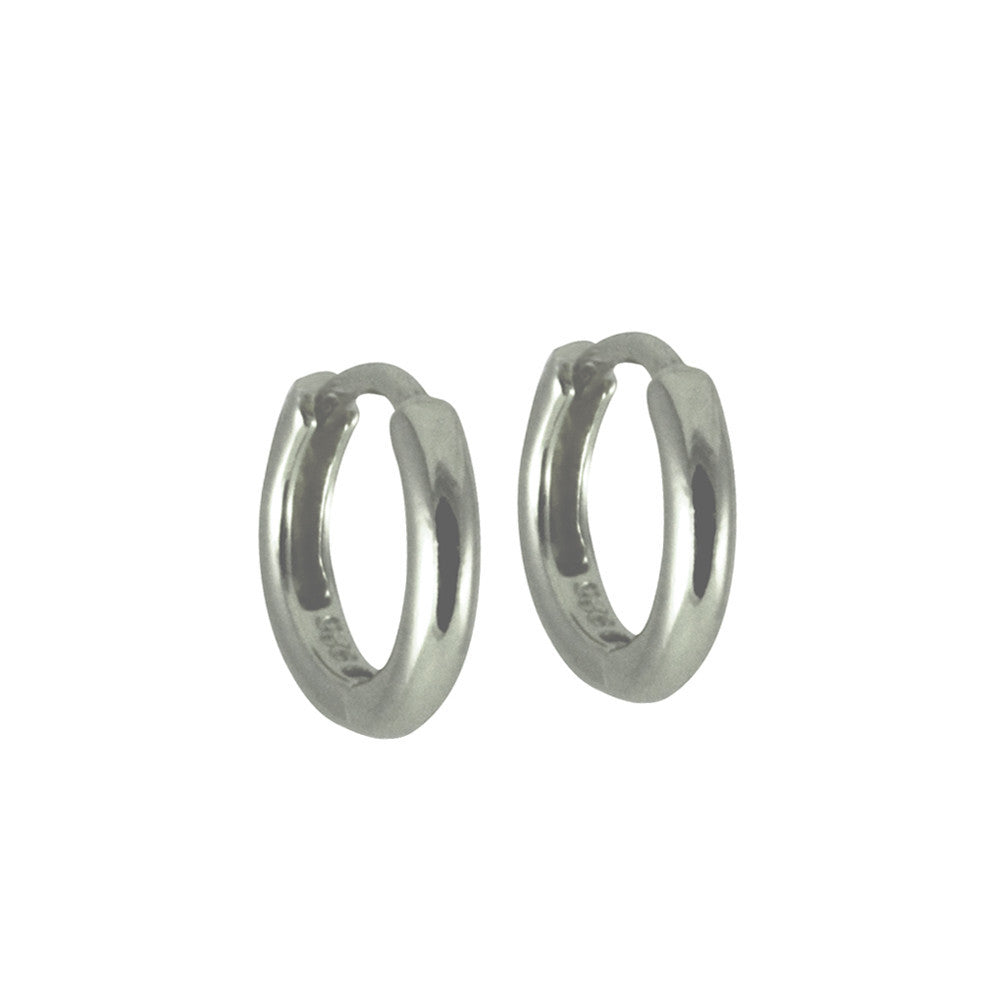 Sterling Silver "Huggie" Round Mini Hoop Earrings Thin Plain