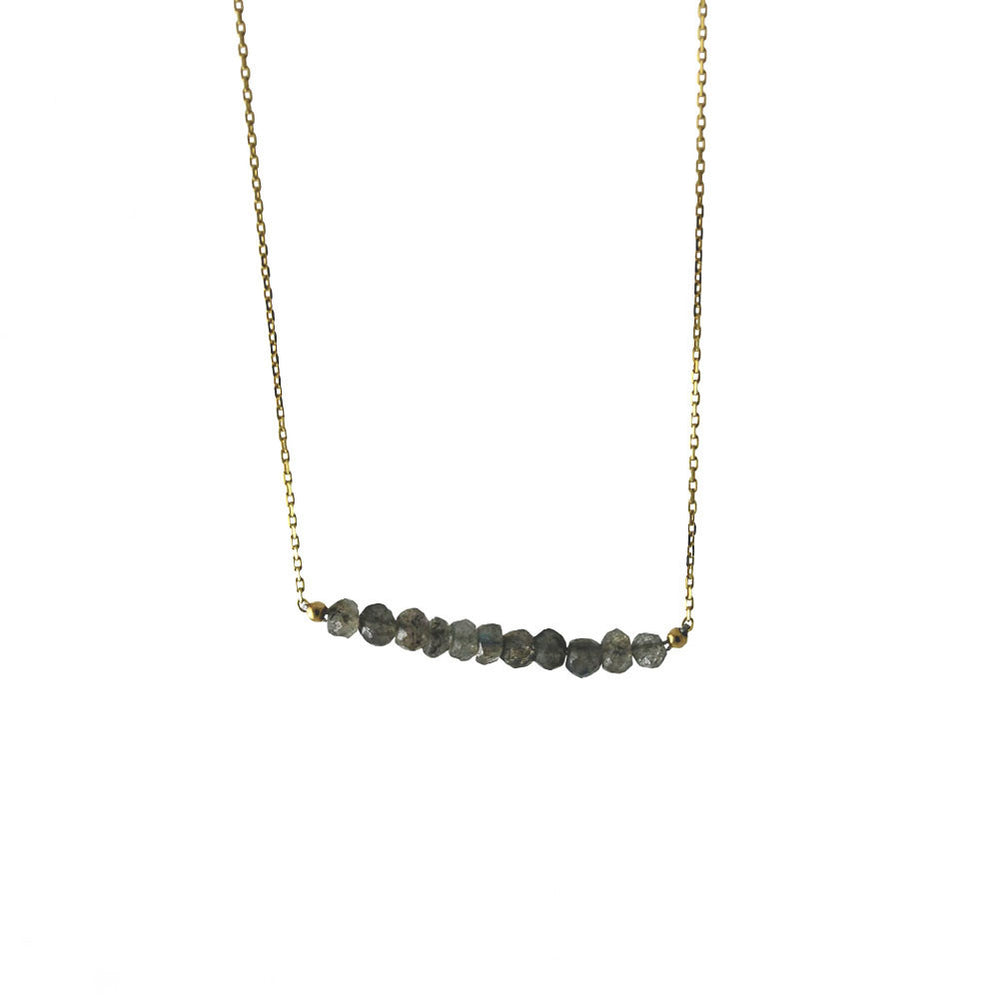 Gold-Dipped Labradorite Bar Pendant Necklace