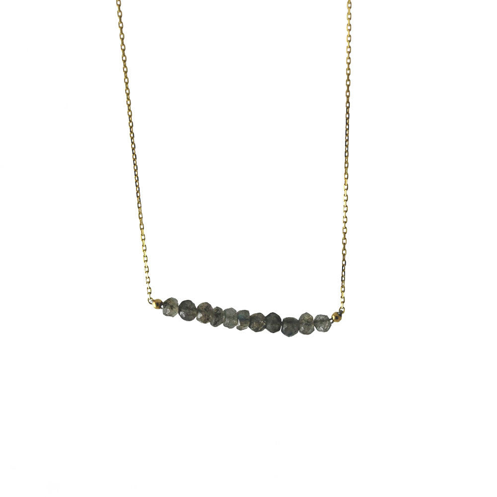 Gold-Dipped Labradorite Bar Pendant Necklace