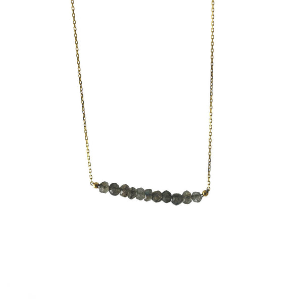 Gold-Dipped Labradorite Bar Pendant Necklace