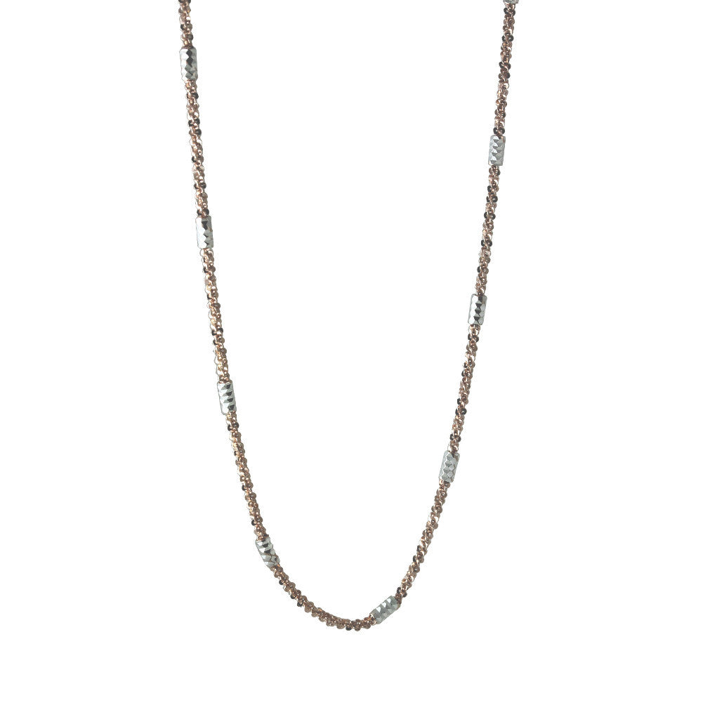 "Rosy & Silver" Tube Bead Chain Necklace