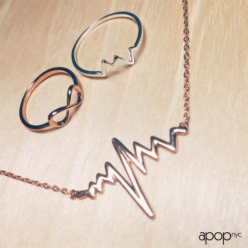 Gold-Dipped "Heartbeat" Necklace 17 inch