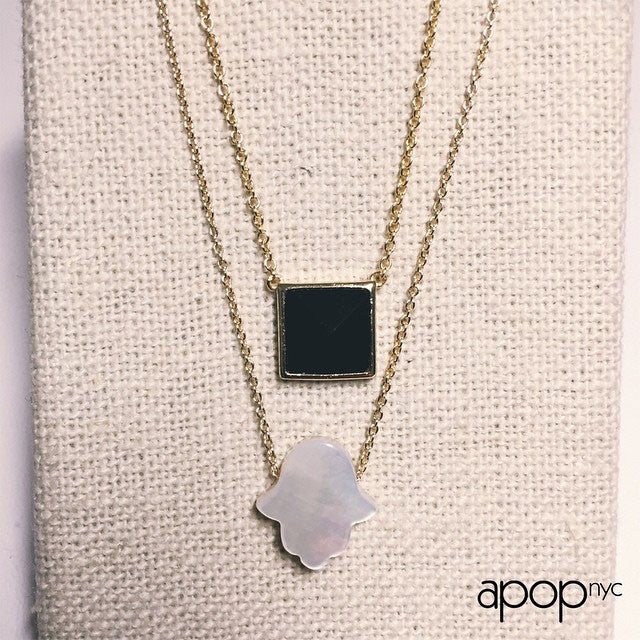 Rosy Pearly Hamsa Necklace