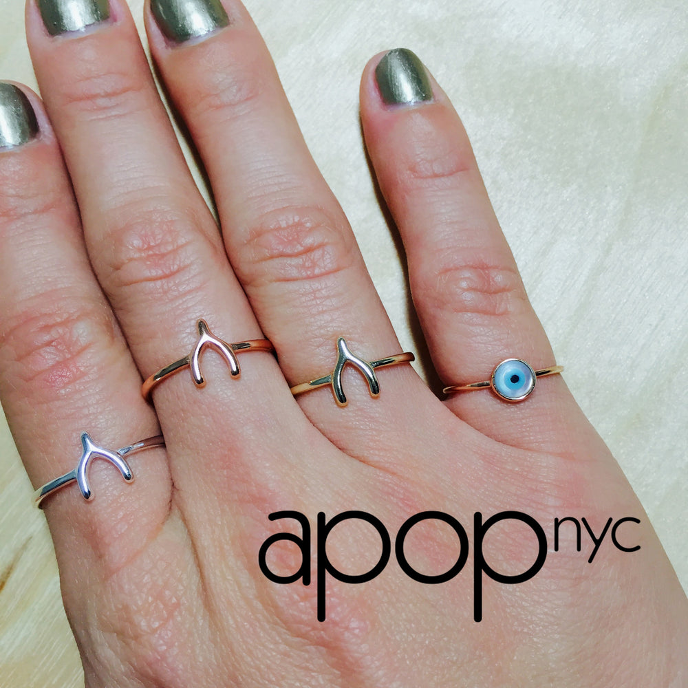 "Lucky" Rosy Wishbone Ring