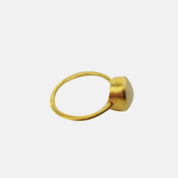 Gold-Dipped "Peary Moonstoney" White Stone Ring